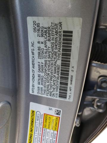 1HGCV1F30LA083807 - 2020 HONDA ACCORD SPORT GRAY photo 12