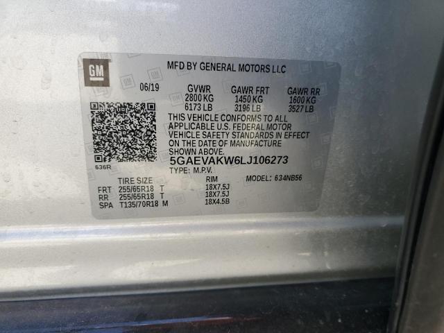 5GAEVAKW6LJ106273 - 2020 BUICK ENCLAVE ESSENCE Күміс фото 13