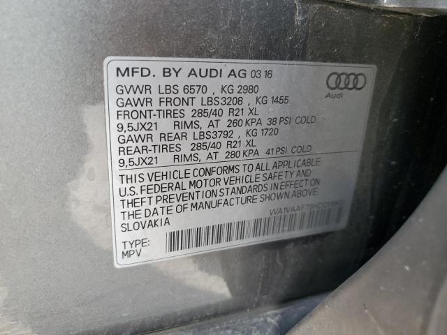 WA1VAAF79HD011963 - 2017 AUDI Q7 PRESTIGE GRAY photo 12