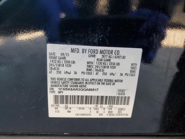 1FM5K8AR3GGA86817 - 2016 FORD EXPLORER POLICE INTERCEPTOR 双色 照片 14