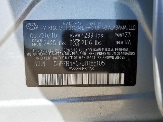 5NPEB4AC7BH185105 - 2011 HYUNDAI SONATA GLS BLUE photo 12