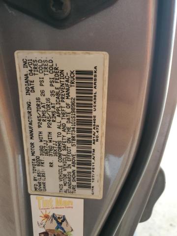 5TBRT34101S198962 - 2001 TOYOTA TUNDRA ACCESS CAB 棕色 照片 12