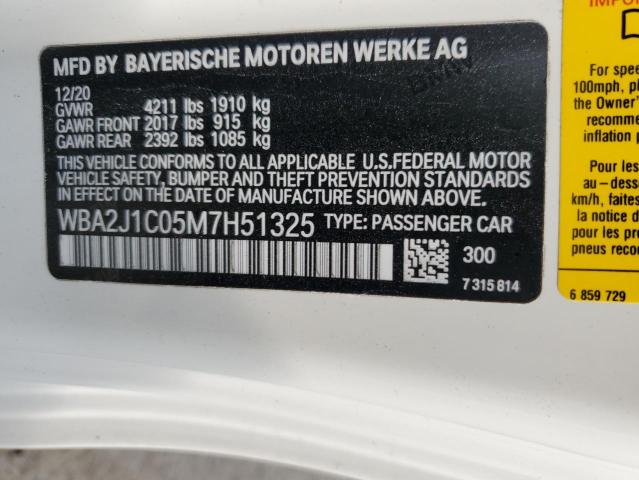 WBA2J1C05M7H51325 - 2021 BMW 230I WHITE photo 12