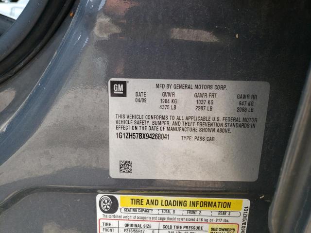 1G1ZH57BX94268041 - 2009 CHEVROLET MALIBU 1LT GRAY photo 12