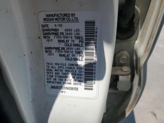 JN8AR07S0YW408058 - 2000 NISSAN PATHFINDER LE 白色 照片 14