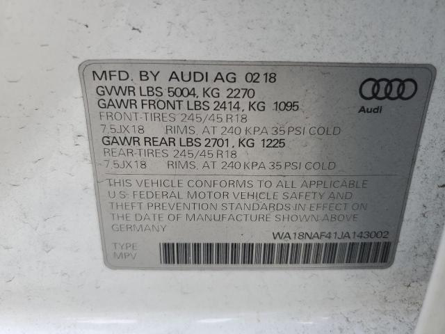 WA18NAF41JA143002 - 2018 AUDI A4 ALLROAD PREMIUM PLUS WHITE photo 12