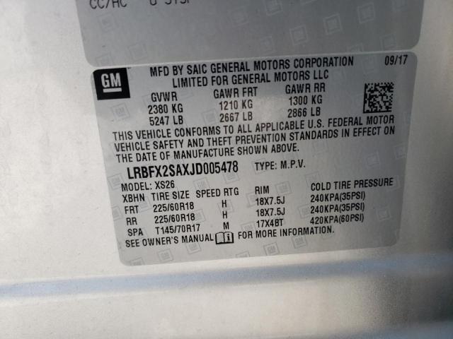 LRBFX2SAXJD005478 - 2018 BUICK ENVISION ESSENCE SILVER photo 12