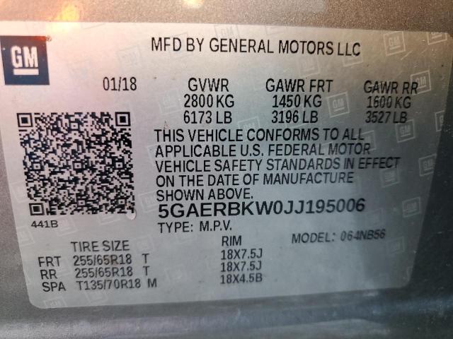 5GAERBKW0JJ195006 - 2018 BUICK ENCLAVE ESSENCE GRAY photo 13