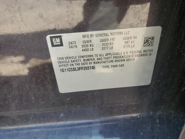1G11C5SL3FF293746 - 2015 CHEVROLET MALIBU 1LT BLACK photo 12