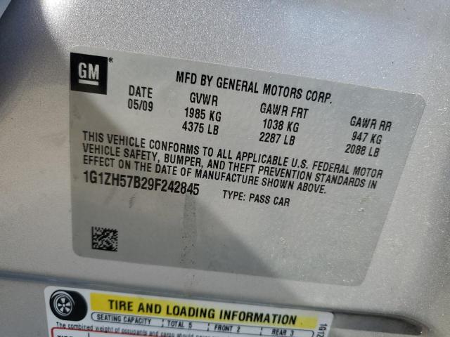 1G1ZH57B29F242845 - 2009 CHEVROLET MALIBU 1LT 银色 照片 12