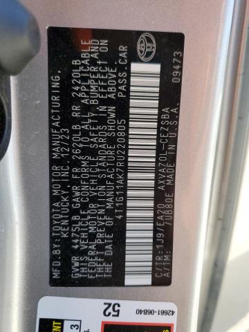 4T1G11AK7RU220805 - 2024 TOYOTA CAMRY SE NIGHT SHADE SILVER photo 12