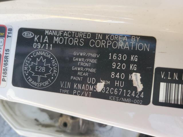 KNADM5A32C6712424 - 2012 KIA RIO LX WHITE photo 12