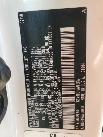 4T3ZK3BB9AU025087 - 2010 TOYOTA VENZA თეთრი ფოტო 12