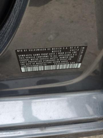 3VW2K7AJ8DM364749 - 2013 VOLKSWAGEN JETTA BASE 灰色 照片 12