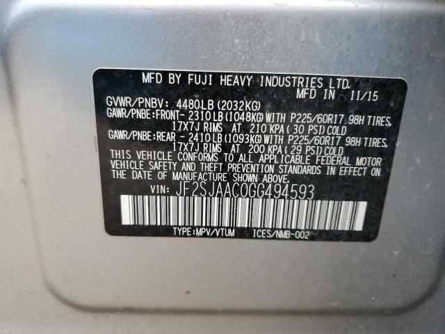 JF2SJAAC0GG494593 - 2016 SUBARU FORESTER 2.5I GRAY photo 13