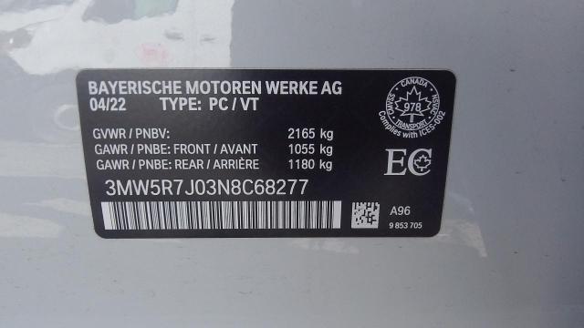 3MW5R7J03N8C68277 - 2022 BMW 330XI WHITE photo 9