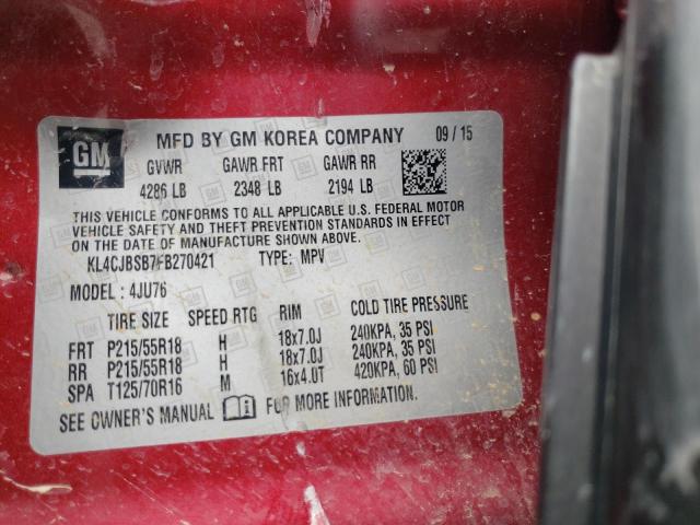 KL4CJBSB7FB270421 - 2015 BUICK ENCORE CONVENIENCE 红色 照片 13