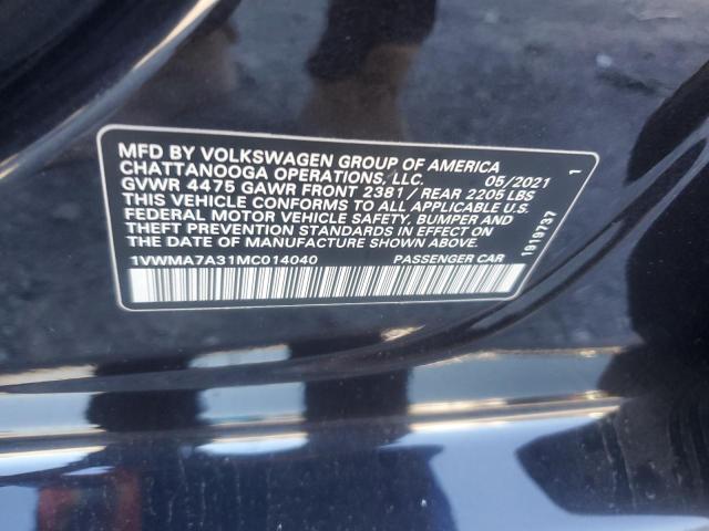 1VWMA7A31MC014040 - 2021 VOLKSWAGEN PASSAT R-LINE Қара фото 13