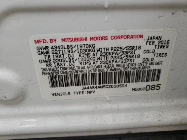 JA4AR4AW5GZ030504 - 2016 MITSUBISHI OUTLANDER SEL WHITE photo 13