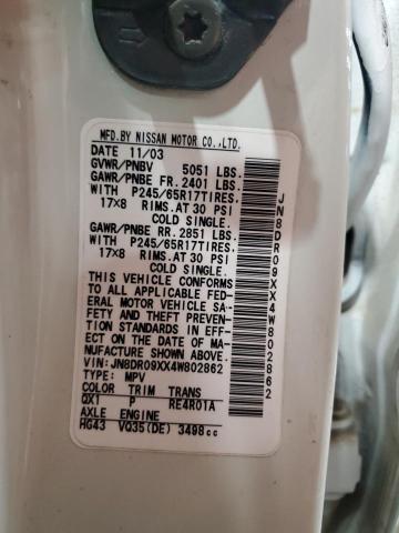 JN8DR09XX4W802862 - 2004 NISSAN PATHFINDER LE WHITE photo 14