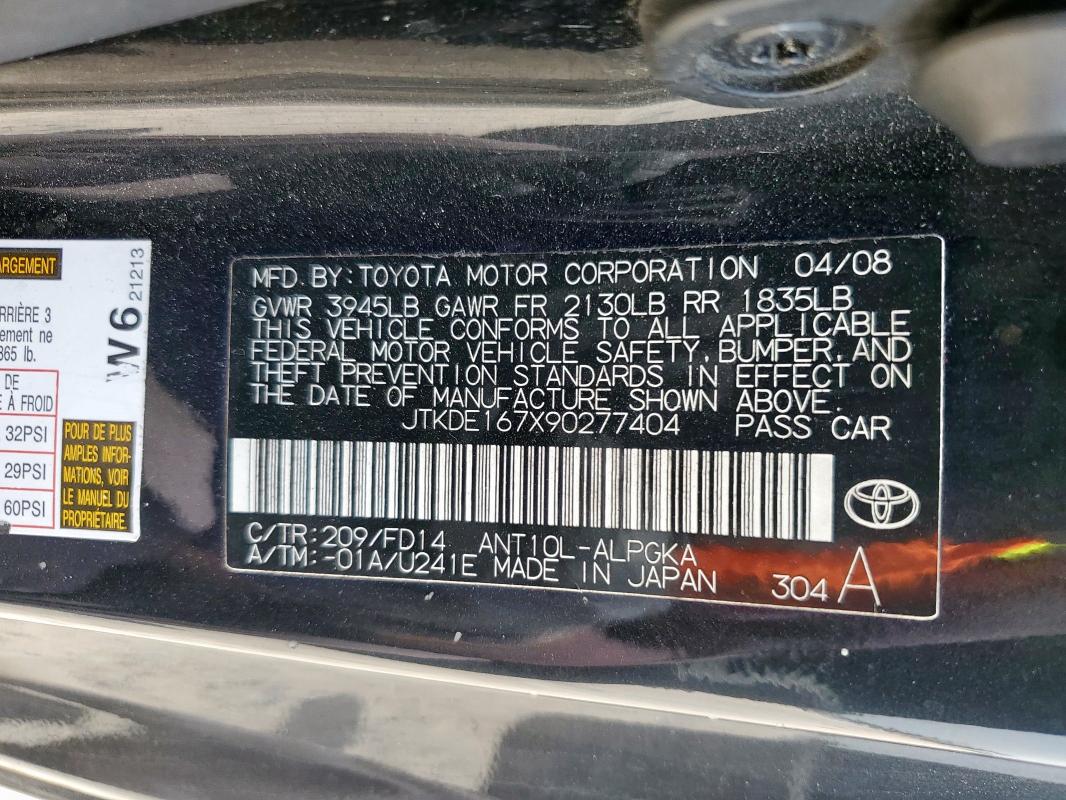 JTKDE167X90277404 - 2009 TOYOTA SCION TC 黑色 照片 13