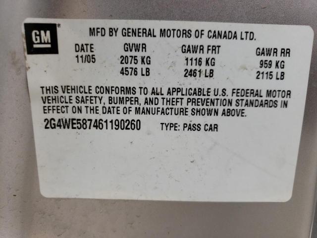 2G4WE587461190260 - 2006 BUICK LACROSSE CXS Gümüş foto 12