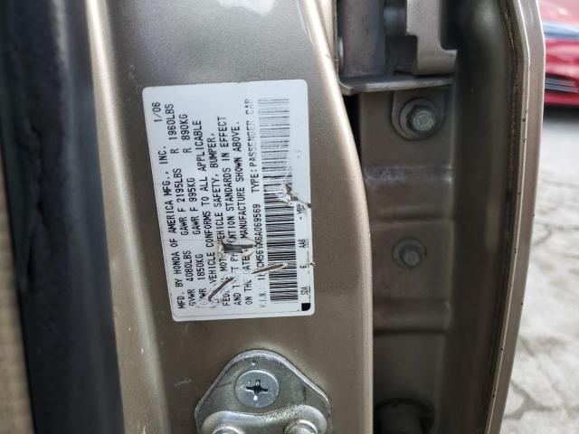 1HGCM561X6A069569 - 2006 HONDA ACCORD VALUE GOLD photo 12