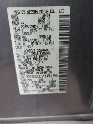 5N1AR18W55C710196 - 2005 NISSAN PATHFINDER LE 灰色 照片 13