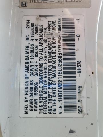 1HGEM22115L025606 - 2005 HONDA CIVIC DX VP WHITE photo 13