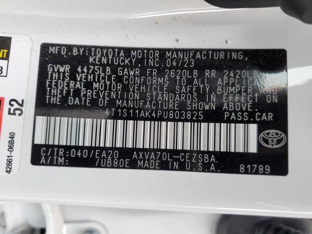 4T1S11AK4PU803825 - 2023 TOYOTA CAMRY SE NIGHT SHADE WHITE photo 12