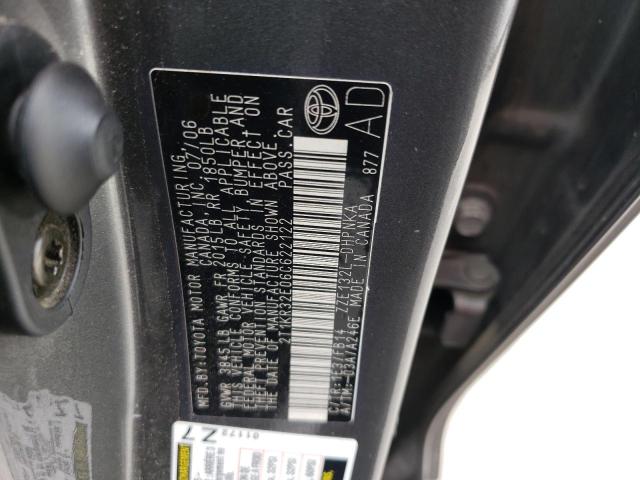 2T1KR32E06C622122 - 2006 TOYOTA COROLLA MA XR GRAY photo 12