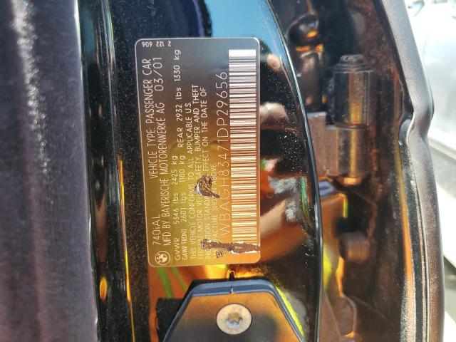 WBAGH83471DP29656 - 2001 BMW 7 SERIES IL BLACK photo 12