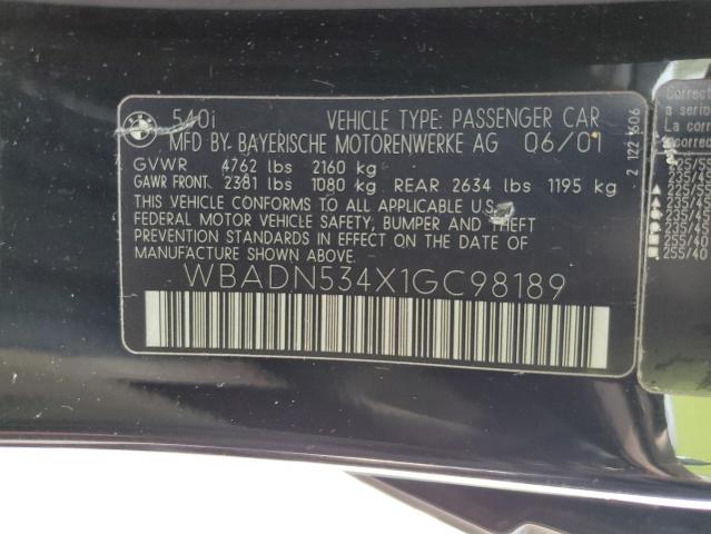 WBADN534X1GC98189 - 2001 BMW 540 I Սև լուսանկար 12