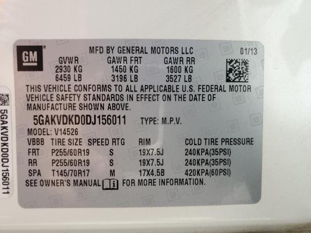 5GAKVDKD0DJ156011 - 2022 BUICK ENCLAVE PR WHITE photo 13