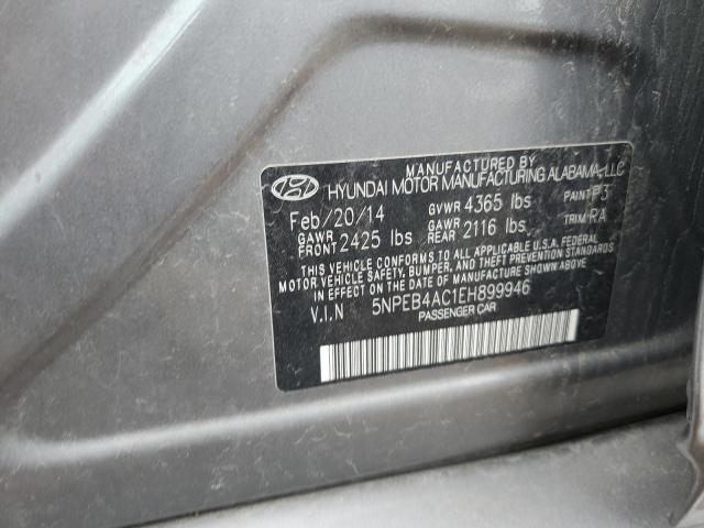 5NPEB4AC1EH899946 - 2014 HYUNDAI SONATA GLS GRAY photo 12