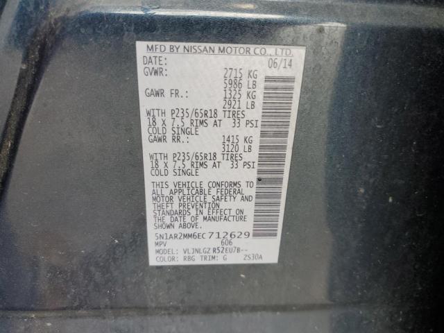 5N1AR2MM6EC712629 - 2014 NISSAN PATHFINDER S BLUE photo 12