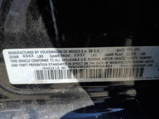 3VWSG81K06M656401 - 2006 VOLKSWAGEN JETTA 2.5 OPTION PACKAGE 1 BLACK photo 12