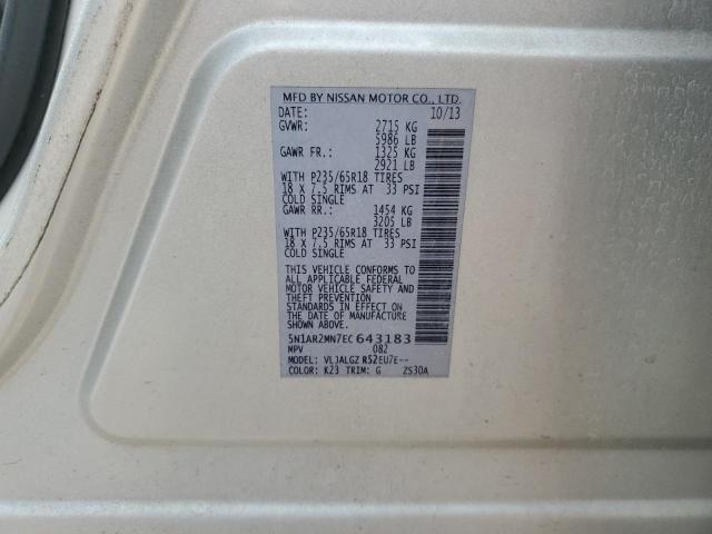 5N1AR2MN7EC643183 - 2014 NISSAN PATHFINDER S SILVER photo 12