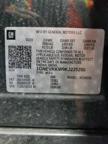 1GNEVKKW9KJ225266 - 2019 CHEVROLET TRAVERSE PREMIER CHARCOAL photo 13