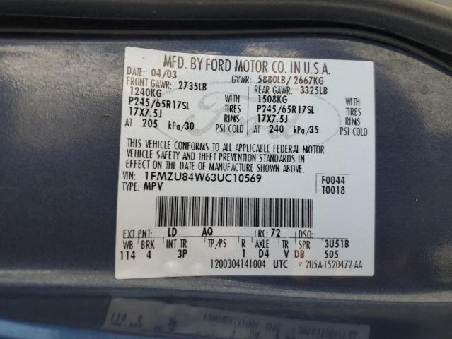 1FMZU84W63UC10569 - 2003 FORD EXPLORER EDDIE BAUER TWO TONE photo 13