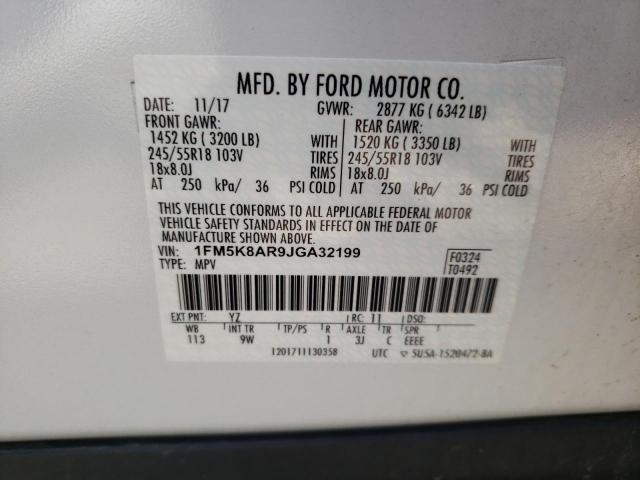 1FM5K8AR9JGA32199 - 2018 FORD EXPLORER POLICE INTERCEPTOR WHITE photo 13