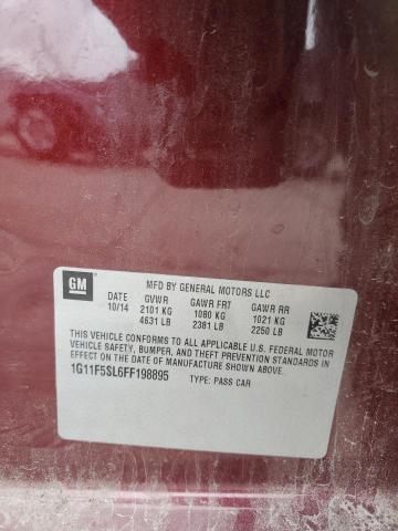 1G11F5SL6FF198895 - 2015 CHEVROLET MALIBU LTZ ბურგუნდია ფოტო 12