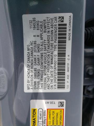 2HGFE2F5XPH501110 - 2023 HONDA CIVIC SPORT 蓝色 照片 12