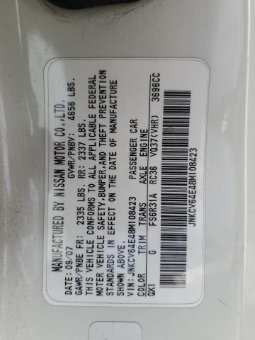 JNKCV64E48M108423 - 2008 INFINITI G37 BASE 白色 照片 13