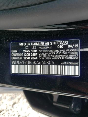 WDDZF6JB5KA660806 - 2019 MERCEDES-BENZ E 450 4MATIC BLACK photo 12