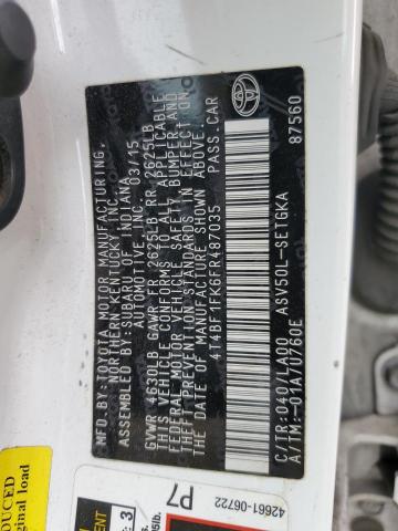 4T4BF1FK6FR487035 - 2015 TOYOTA CAMRY LE WHITE photo 12