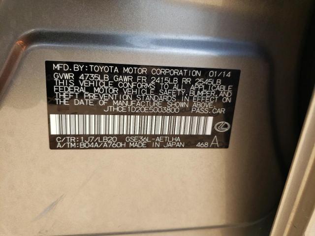 JTHCE1D20E5003800 - 2014 LEXUS IS 350 SILVER photo 12