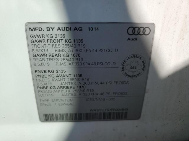 WA1FFEFS7FR004849 - 2015 AUDI Q3 PRESTIGE WHITE photo 14