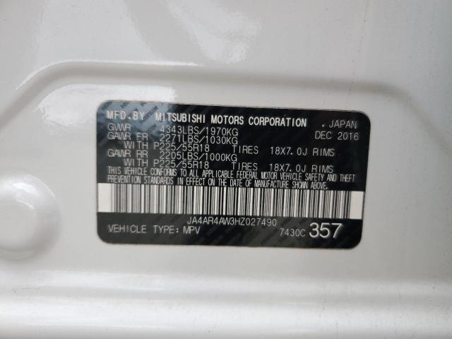 JA4AR4AW3HZ027490 - 2017 MITSUBISHI OUTLANDER SEL WHITE photo 12