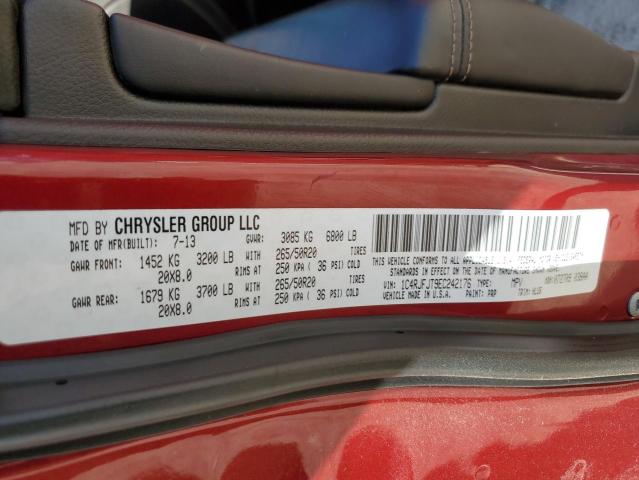 1C4RJFJT9EC242176 - 2014 JEEP GRAND CHER SUMMIT Կարմիր լուսանկար 12